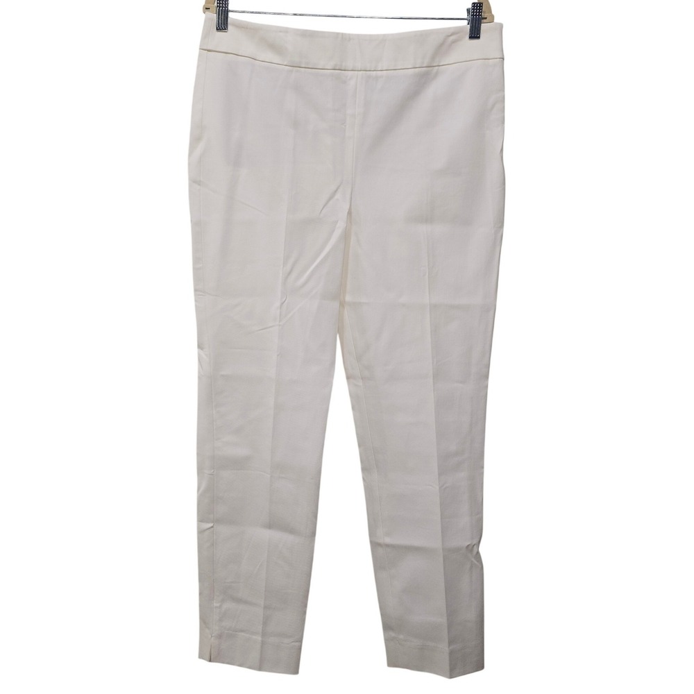 Talbots Chatham Ankle Pants White Slim Leg Cotton Blend Size 12 NWT